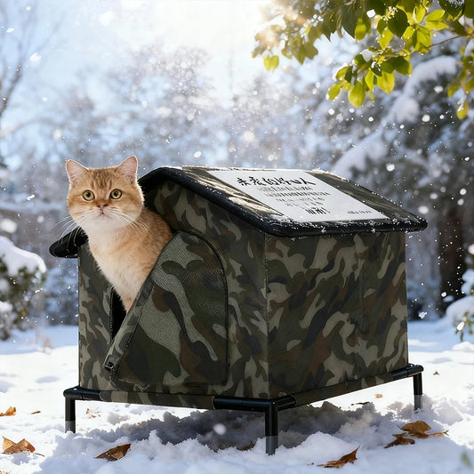 Stray Cats Shelter Outdoor Waterproof Cat House Foldable Warm Pet Tent for Winter Feral Cat House for Provides Cozy Shelter