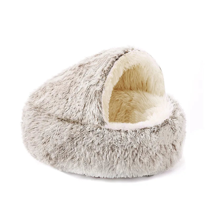 Winter Plush Pet Cat Bed Round Cat Cushion Cat House 2 In 1 Warm Cats Basket Pet Sleep Bag Kitten Nest Kennel for Small Dog Cats
