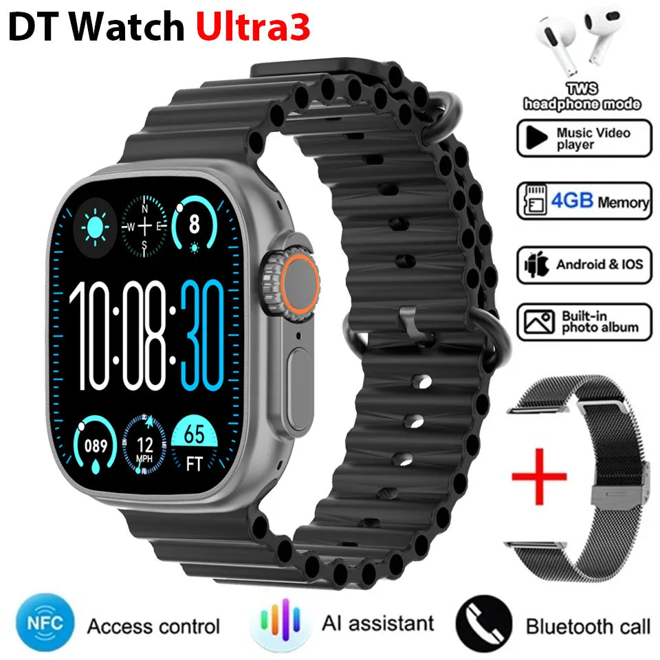 New DT Ultra 3 Pro Google map NFC Smart Watch 32G Memory Music Video Bluetooth Call Waterproof Smart Watch For Android iOS