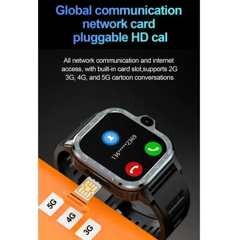 PGD Android Smartwatch: Global 4G, 8GB RAM 128GB ROM, Dual Camera, GPS & NFC, Stainless Steel Strap