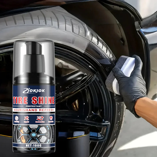 Tire Shine Wax Kit,Car Tire Brightenin&Blackening Agent,Multi-Functional Plastic Restore,Long-Lasting Glos,Interior Exterior Use