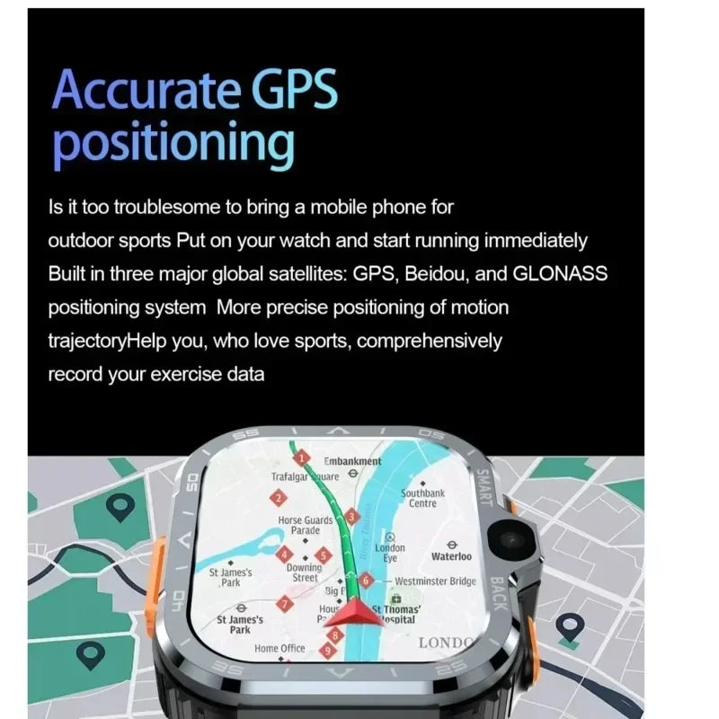 PGD Android Smartwatch: Global 4G, 8GB RAM 128GB ROM, Dual Camera, GPS & NFC, Stainless Steel Strap