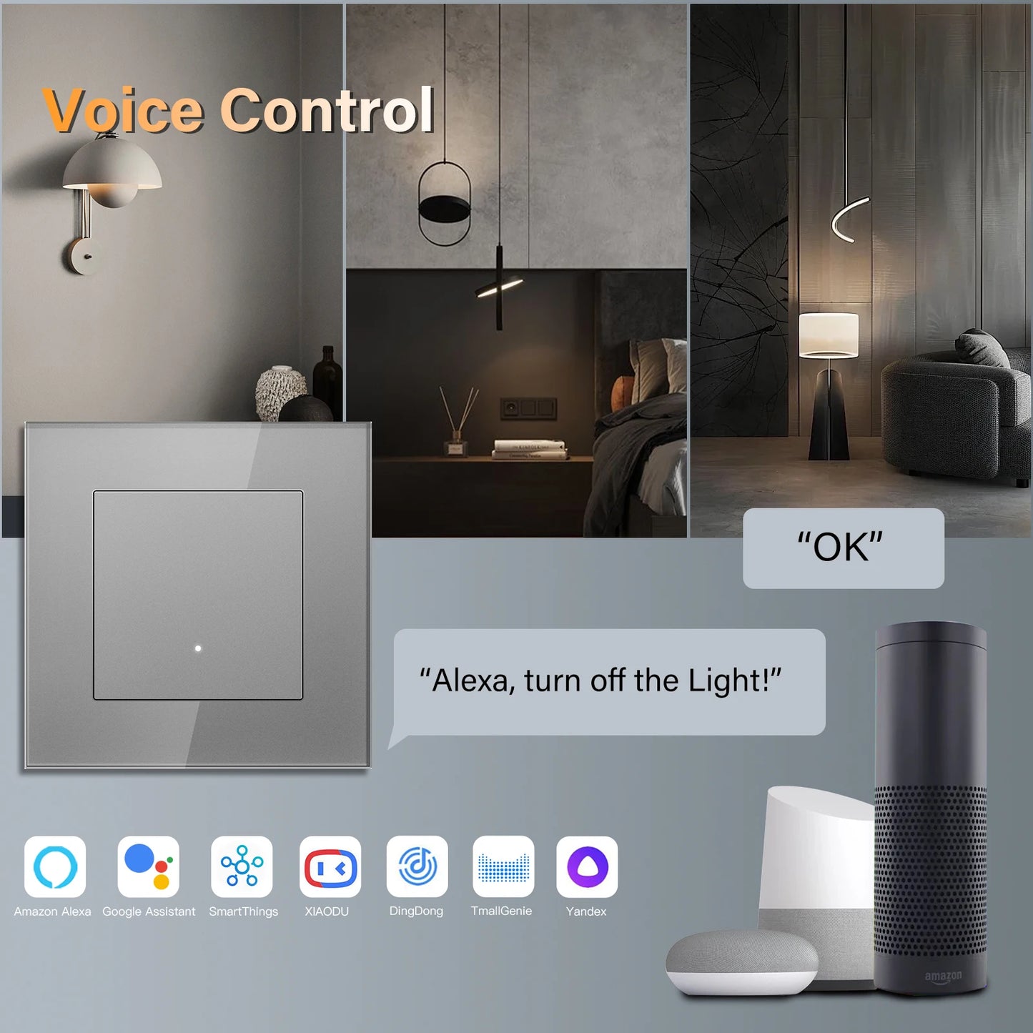 BSEED Tuya Smart WIFI Switch 1/2/3/4Gang 2Way Button Light Switch Smart Life Control Support Alexa Google Home Need Neutral Wire