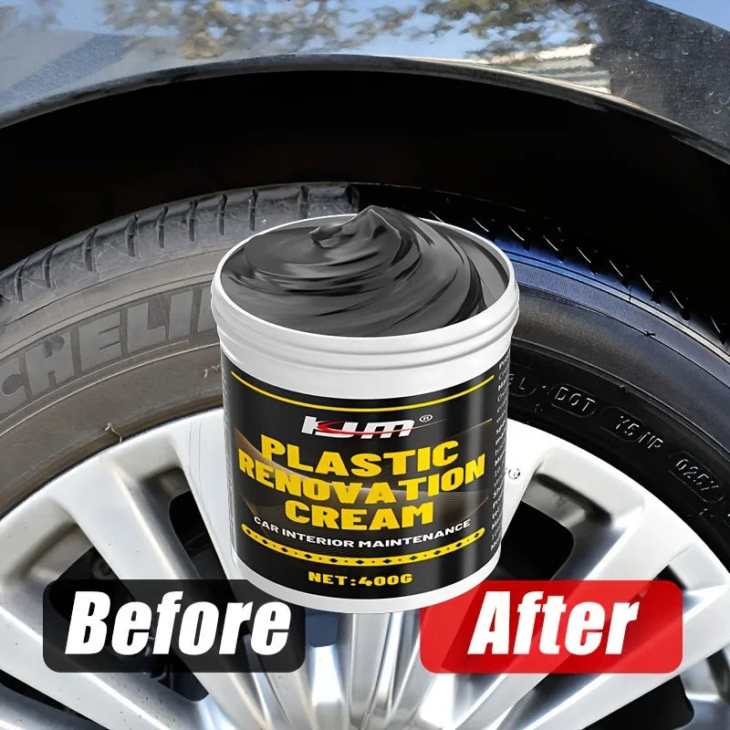 400g Plastic & Rubber Restorer: Anti-aging, like-new restore, cars/tires, glossy finish, interior/exterior