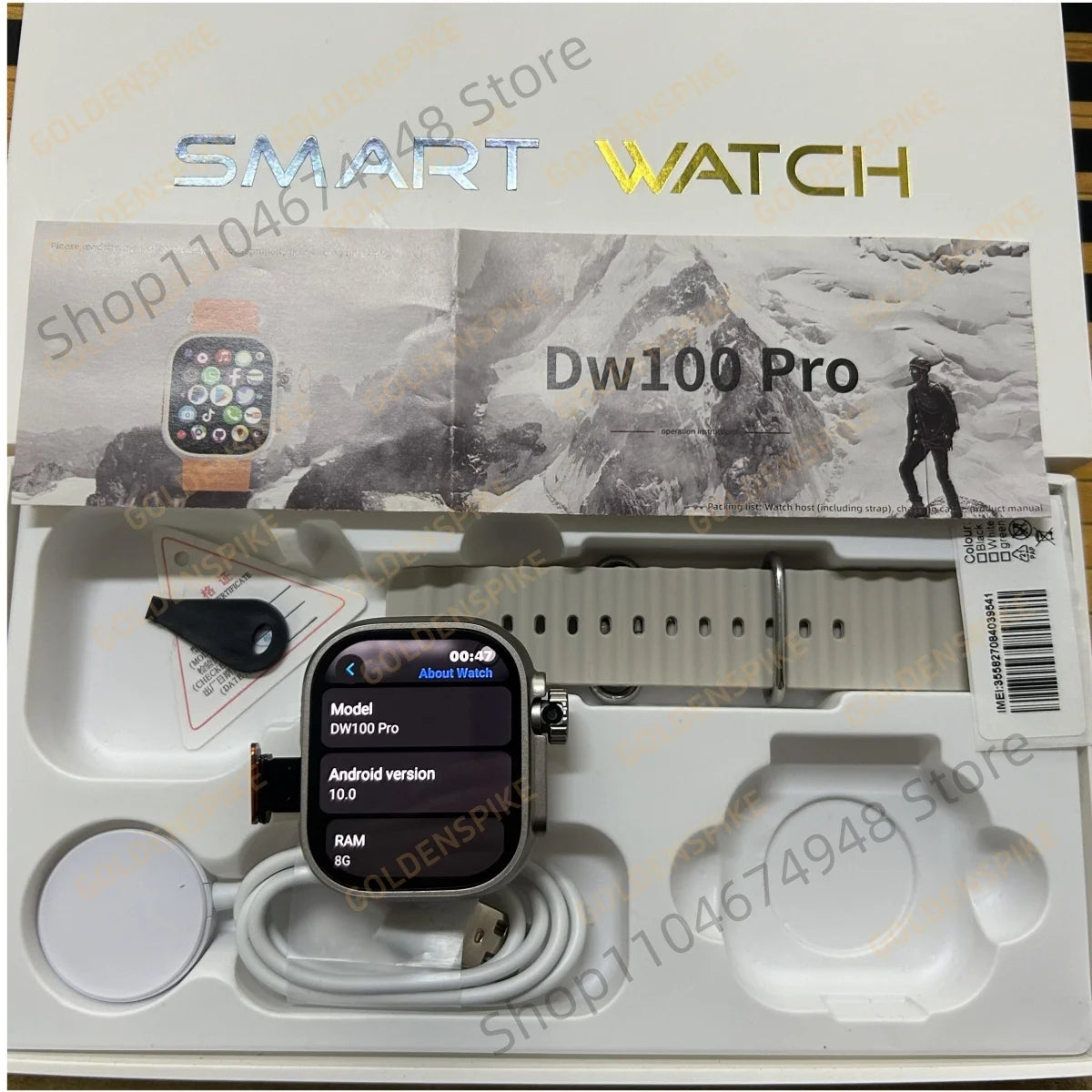 DW100 Pro Android Smartwatch Fingerprint Unlock Control Smart Watch 512GB ROM Free Download App WIFI GPS Camera 2.29inch Amoled