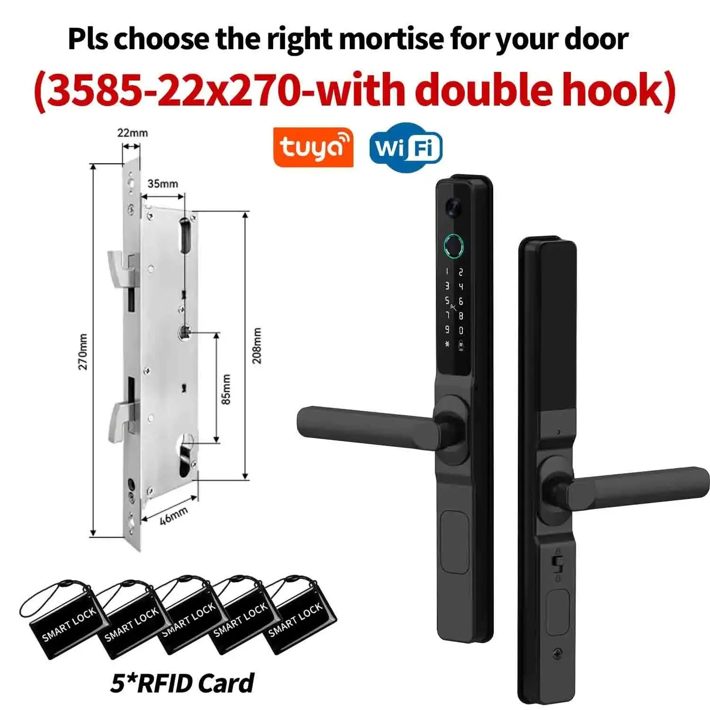 Waterproof Camera Outdoor Fingerprint Lock TUYA WIFI APP RFID Card Code Keyless Smart Electronic Door Lock Aluminum/Glass Slidin