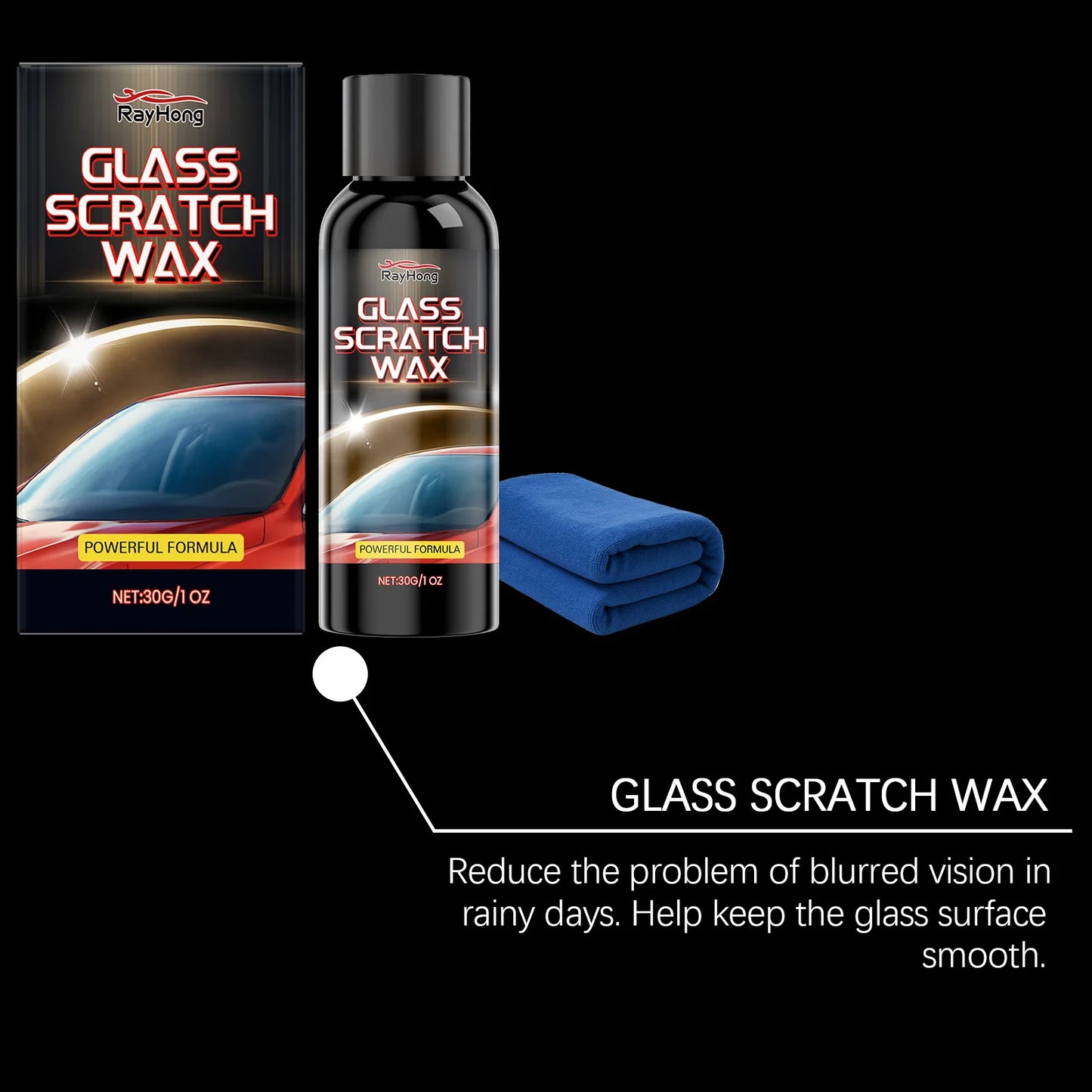 Windshield Scratch Remover Headlight Restoration Kit Car Glass Polishing Compound Remove Scratches & Swirls Enhance Clarity