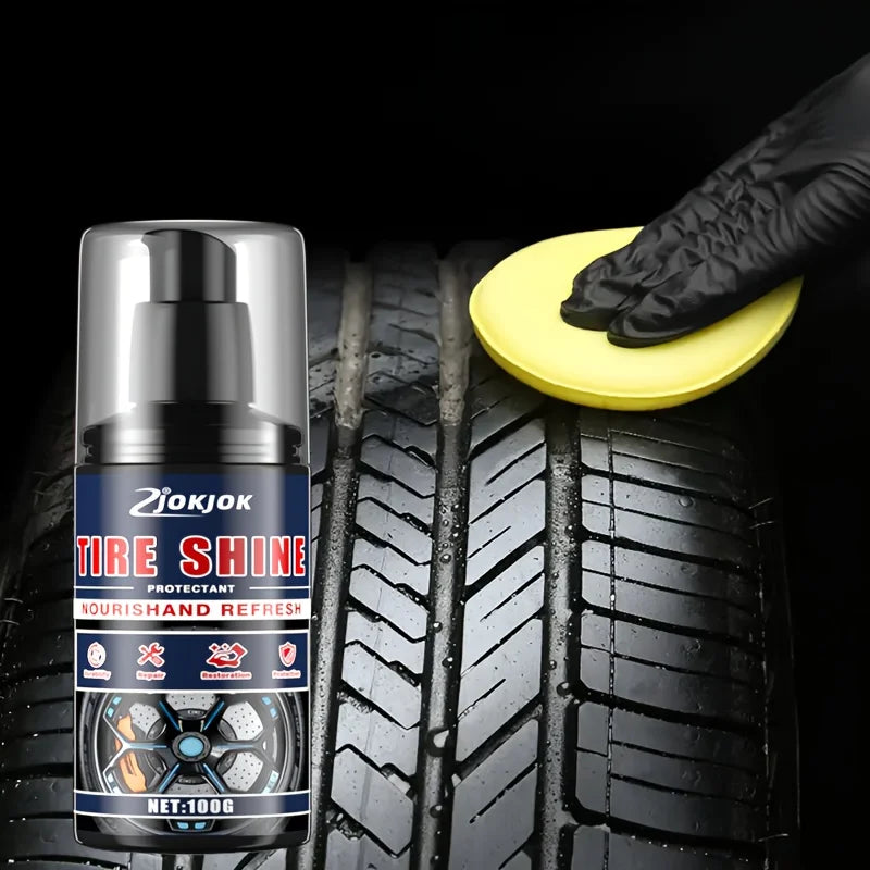 Tire Shine Wax Kit,Car Tire Brightenin&Blackening Agent,Multi-Functional Plastic Restore,Long-Lasting Glos,Interior Exterior Use