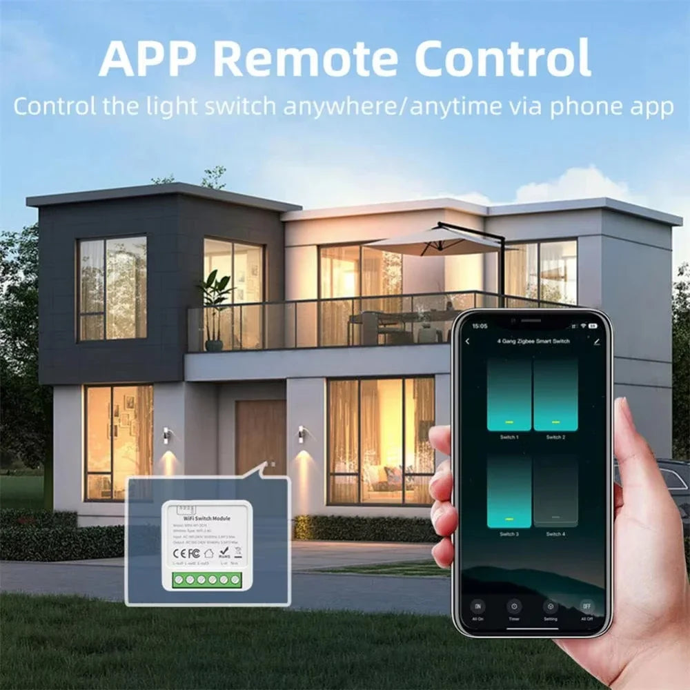 Tuya Mini WiFi/Zigbee Switch Smart Life App 2-Way Control Smart Home Automation Module Interruptor Work for Alexa Google Home