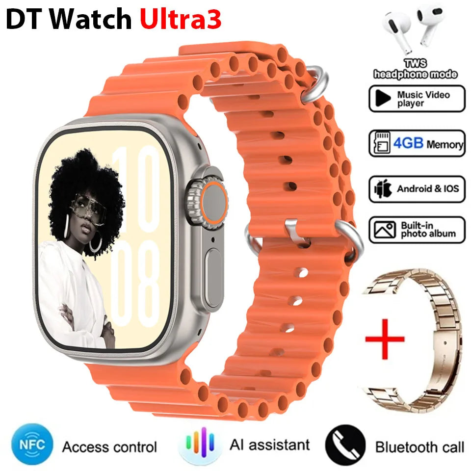 New DT Ultra 3 Pro Google map NFC Smart Watch 32G Memory Music Video Bluetooth Call Waterproof Smart Watch For Android iOS