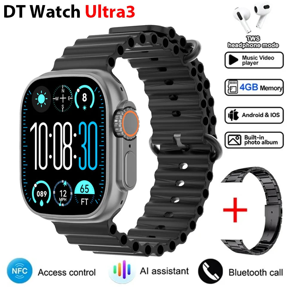 New DT Ultra 3 Pro Google map NFC Smart Watch 32G Memory Music Video Bluetooth Call Waterproof Smart Watch For Android iOS