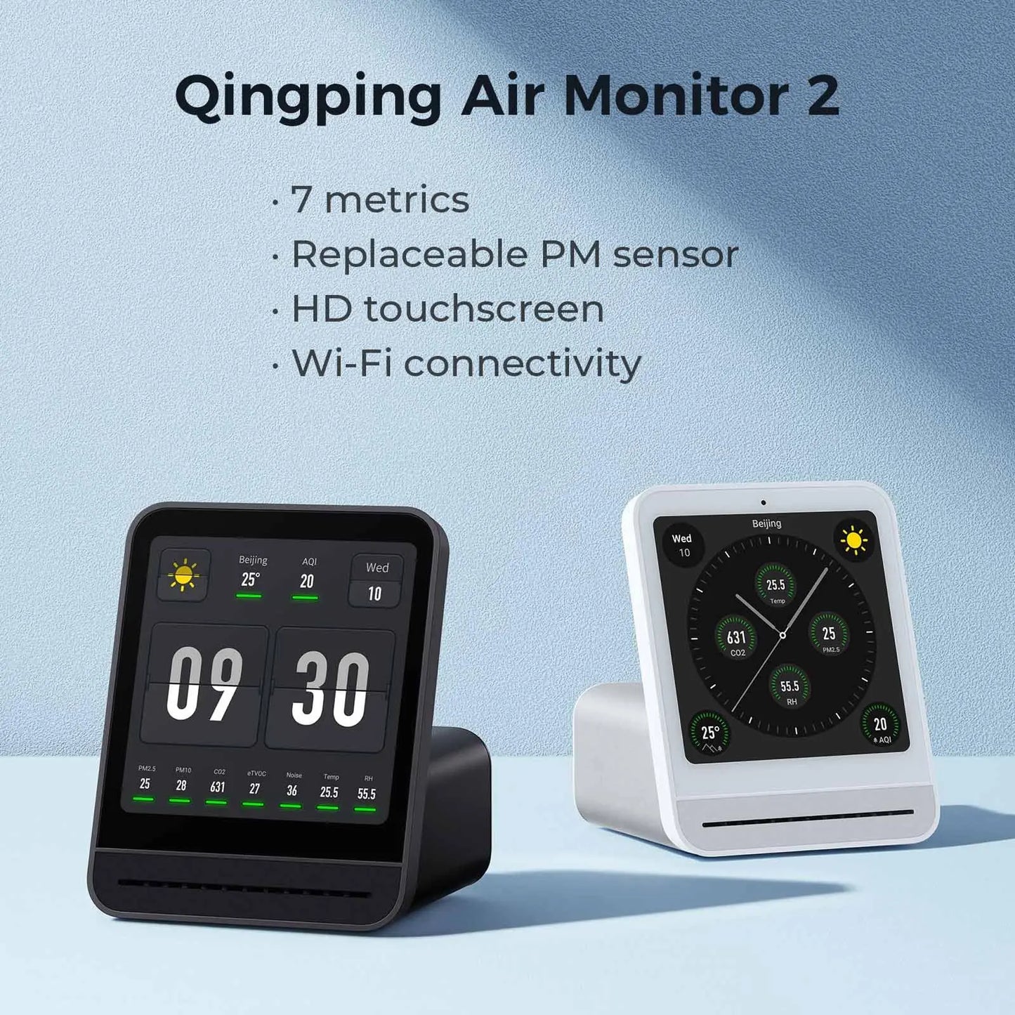 Qingping Air Monitor 2 Smart Home Touch Screen Control Temperature Humidity Sensor CO2 PM2.5 Quality Detector For Mi home App