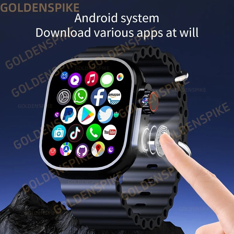 DW100 Pro Android Smartwatch Fingerprint Unlock Control Smart Watch 512GB ROM Free Download App WIFI GPS Camera 2.29inch Amoled