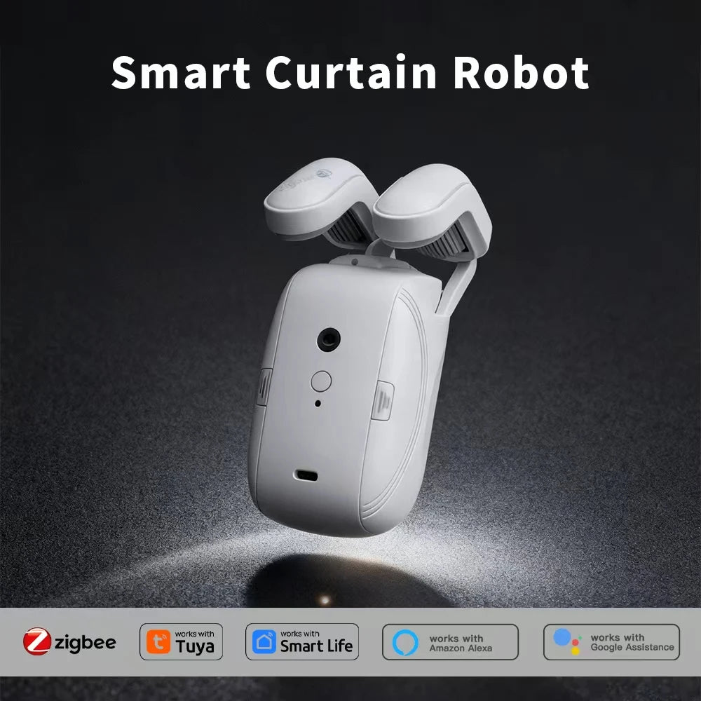 Tuya Zigbee or Wi-Fi Smart Curtain Robots Curtain Remote Control and Light Sensor Enable Remote Operation via a Mobile App