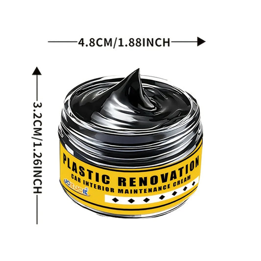 JOKJOK All-in-One Car Interior/Exterior Polish & Restorer - 2-in-1 Plastic/Rubber Repair Cream, Scratch Remover for Dashboard, T